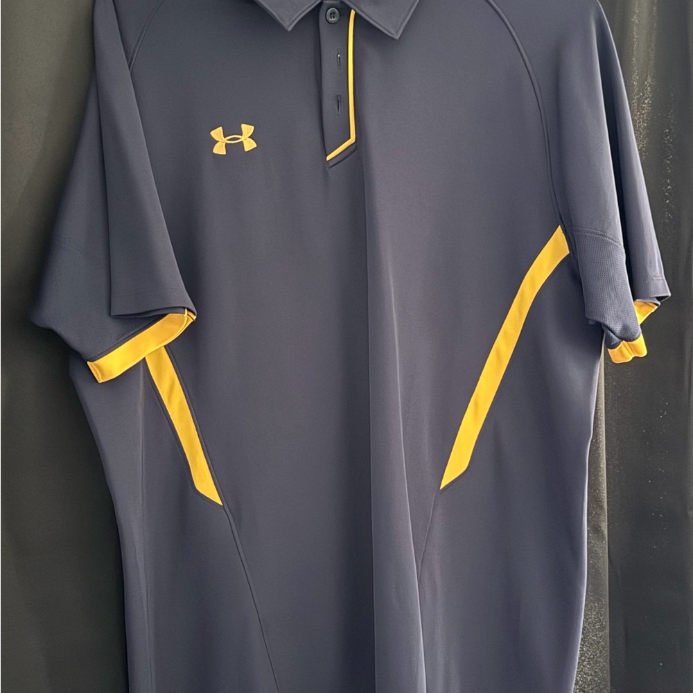 Under Armour Men’s Navy Polo with Yellow Accents